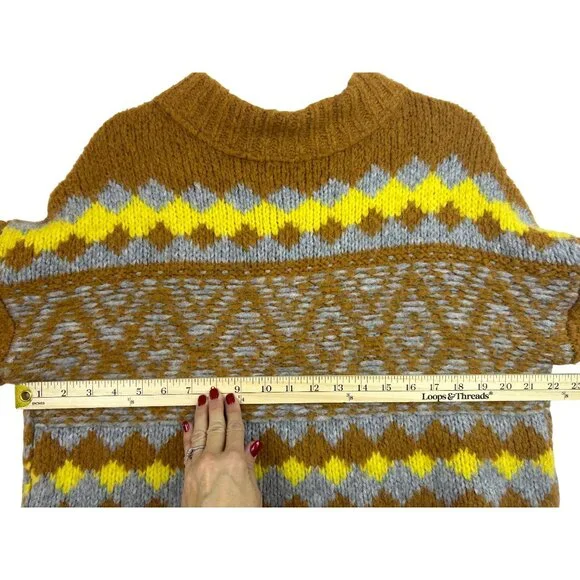 Free People Cropped Sweater Cozy Alpine Mock Neck Alpaca Wool Blend Size S - Picture 12 of 12